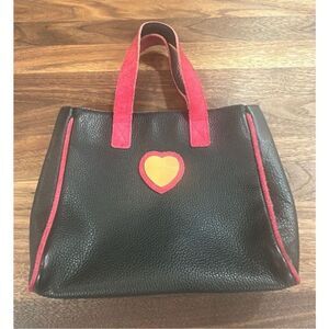 Bvlgari Leather Heart Logo Mini Tote Bag Black Red Gold Preppy Cute Winter Fall